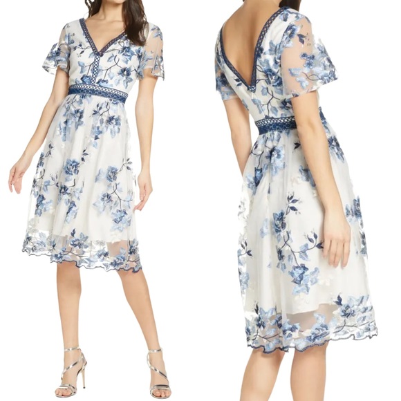 Chi Chi London Dresses & Skirts - Chi Chi London Ashlee Embroidered Mesh Floral Dress 4 NWT
